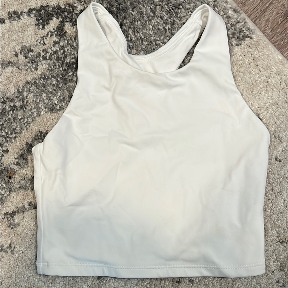 White Cropped Workout Tank